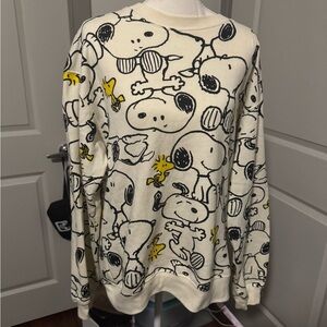 Peanuts Snoopy & Woodstock All Over Print Sweatshirt Size M